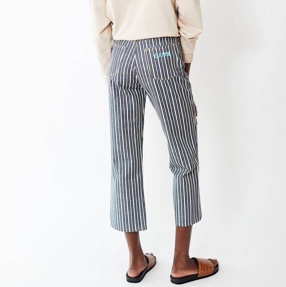 NWT Ganni Mixed Striped Denim Pants Size 26 - Picture 3 of 13